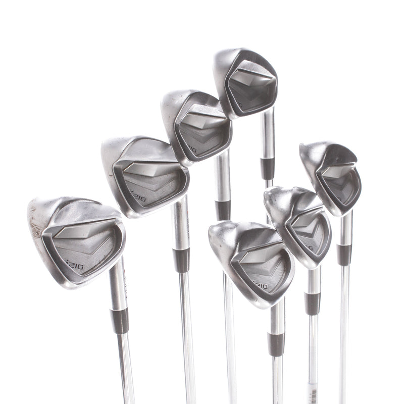 Ping i210 Steel Mens Right Hand Irons 5-UW Orange Dot 2* Flat Regular - Ping AWT 2.0