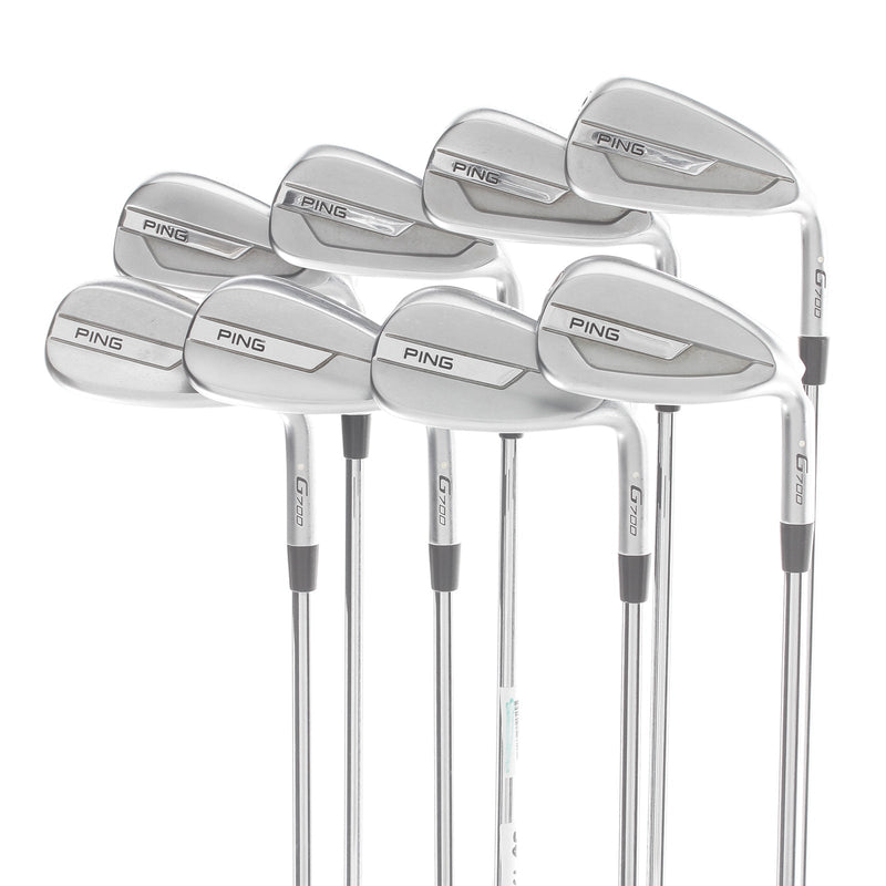 Ping G700 Steel Mens Right Hand Irons 5-GW+SW White Dot 3* Upright Regular - Ping AWT 2.0