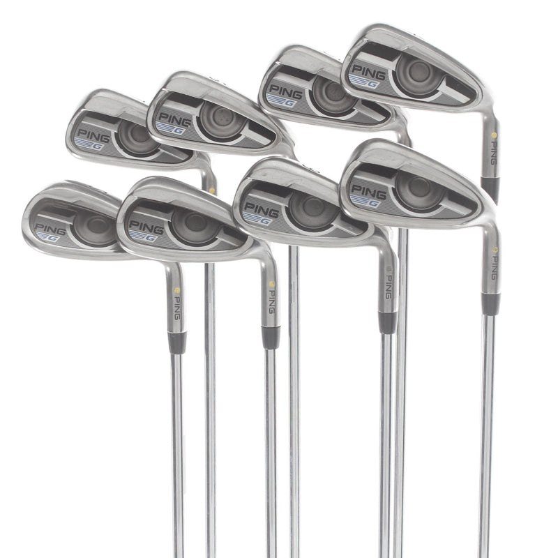 Ping G Series Steel Mens Right Hand Irons 4-SW Yellow Dot 1.5* Upright Regular - Ping AWT 2.0