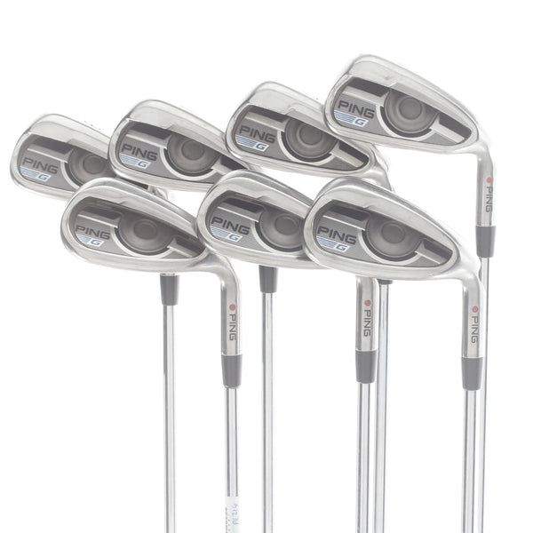 Ping G Series Steel Mens Right Hand Irons 6-SW+UW Orange Dot 2* Flat Regular - Ping AWT 2.0