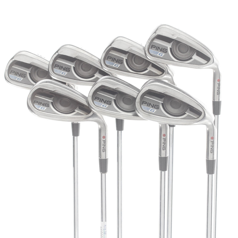 Ping G Series Steel Mens Right Hand Irons 6-SW+UW Orange Dot 2* Flat Regular - Ping AWT 2.0
