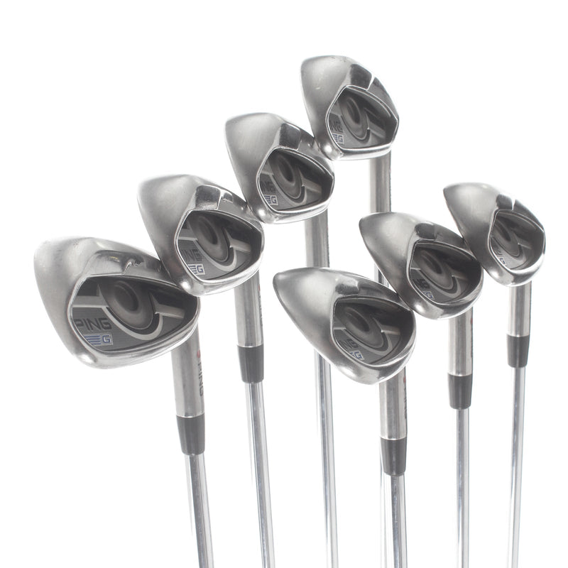 Ping G Series Steel Mens Right Hand Irons 6-SW+UW Orange Dot 2* Flat Regular - Ping AWT 2.0