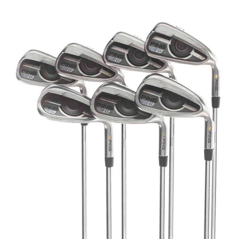 Ping G Series Steel Mens Right Hand Irons 5-SW Yellow Dot 1.5* Upright Regular - Ping AWT 2.0