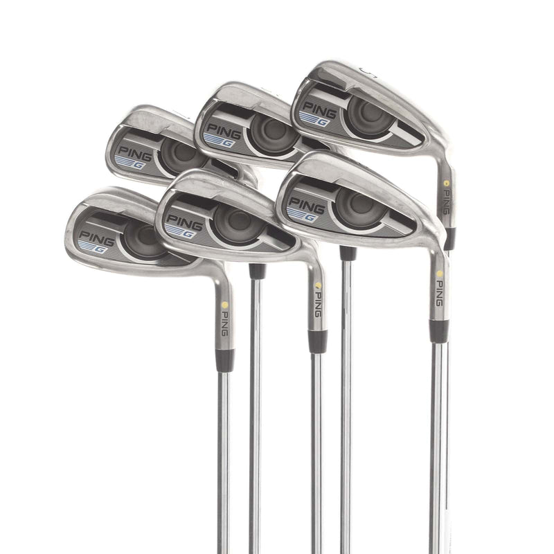 Ping G-Series Steel Mens Right Hand Irons 5-PW Yellow Dot 1.5* Upright Regular - Ping AWT 2.0