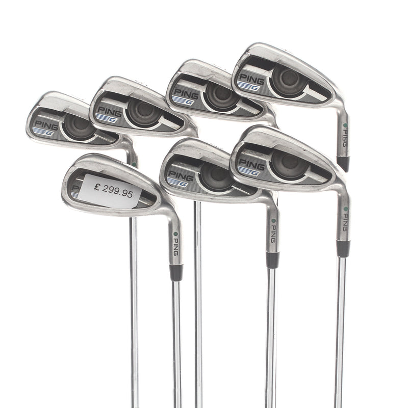 Ping G series Steel Mens Right Hand Irons 4-PW Green Dot 2* Upright Stiff - CFS