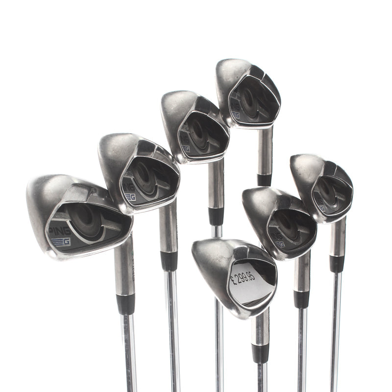 Ping G series Steel Mens Right Hand Irons 4-PW Green Dot 2* Upright Stiff - CFS