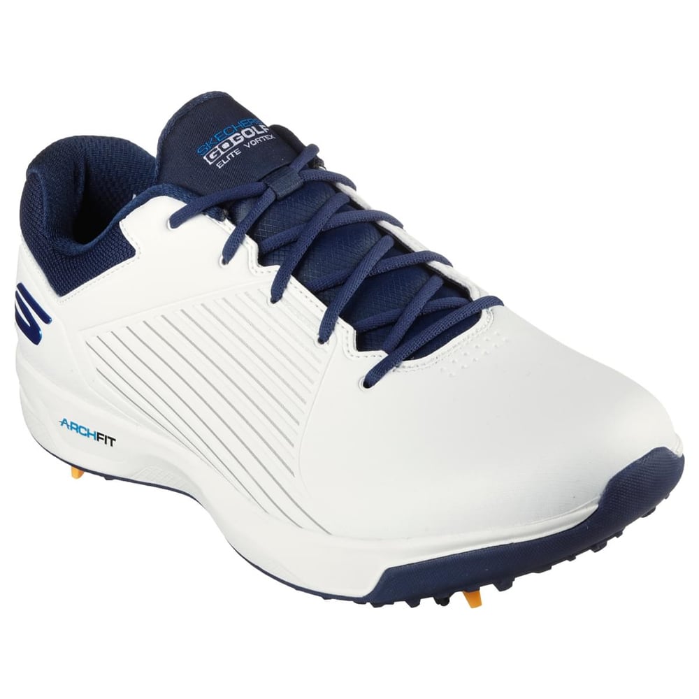 Skechers Go Golf Elite Vortex Spiked Waterproof Shoes White Navy Blue