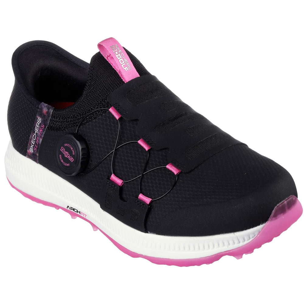 Skechers Ladies Go Golf Elite Slip-In Twist Fit Waterproof Spikeless Shoes Black/Pink