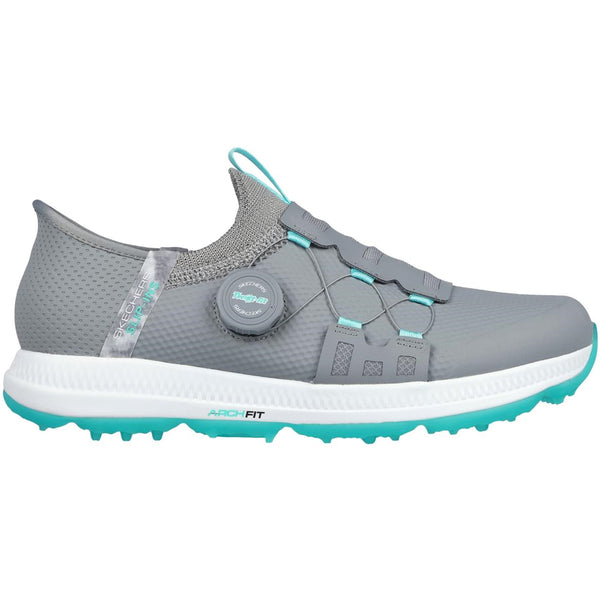 Skechers Ladies Go Golf Elite 5 Slip-In Twist Fit Waterproof Spikeless Shoes - Grey/Aqua