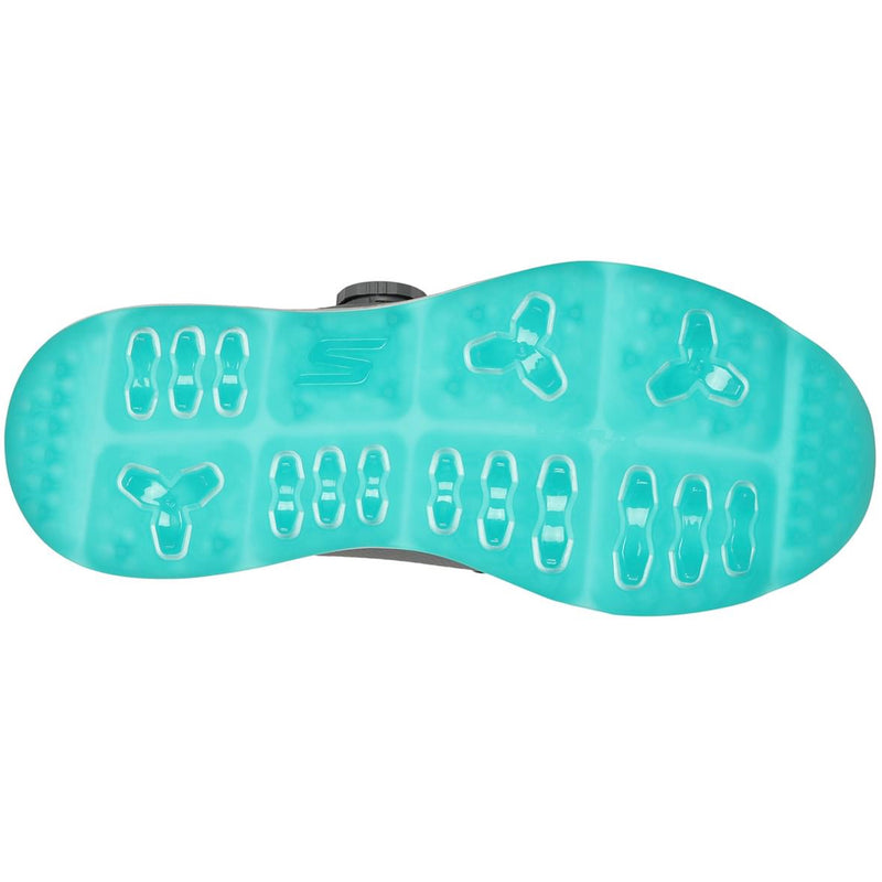 Skechers Ladies Go Golf Elite 5 Slip-In Twist Fit Waterproof Spikeless Shoes - Grey/Aqua