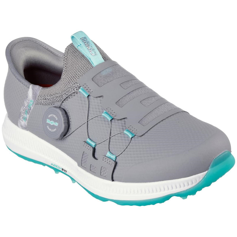 Skechers Ladies Go Golf Elite 5 Slip-In Twist Fit Waterproof Spikeless Shoes - Grey/Aqua