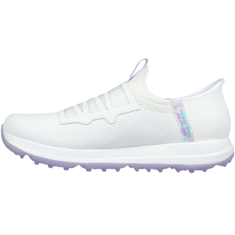 Skechers Ladies Go Golf Elite 5 Slip-In Twist Fit Waterproof Spikeless Shoes - White/Lavender