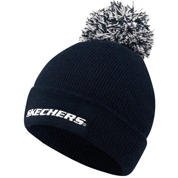 Skechers Logo Pom Pom Beanie Hat - Black/White