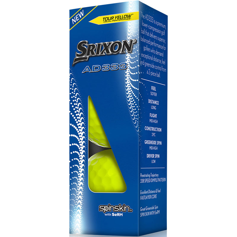 Srixon AD333 Golf Balls - Tour Yellow - 12 Pack