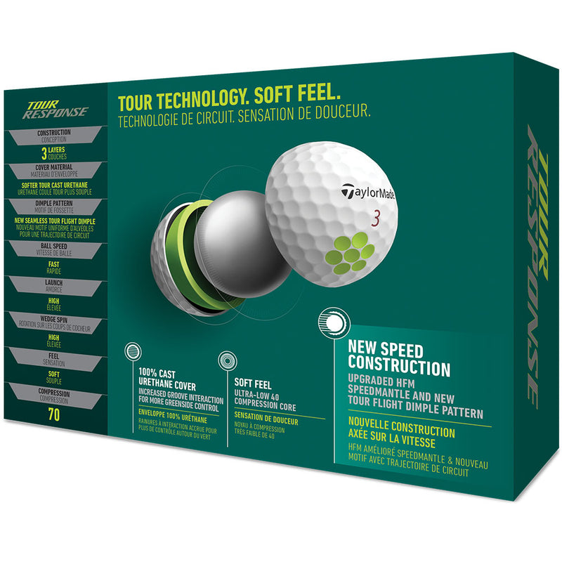 TaylorMade Tour Response Golf Balls - White - 12 Pack