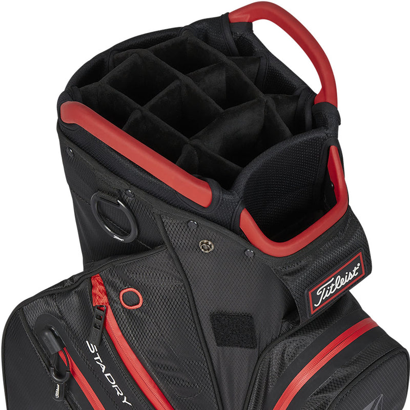 Titleist Cart 14 StaDry Waterproof Cart Bag- Black/Black/Red