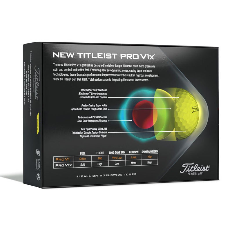 Titleist Pro V1x Golf Balls - FREE Personalisation - Yellow - Dozen
