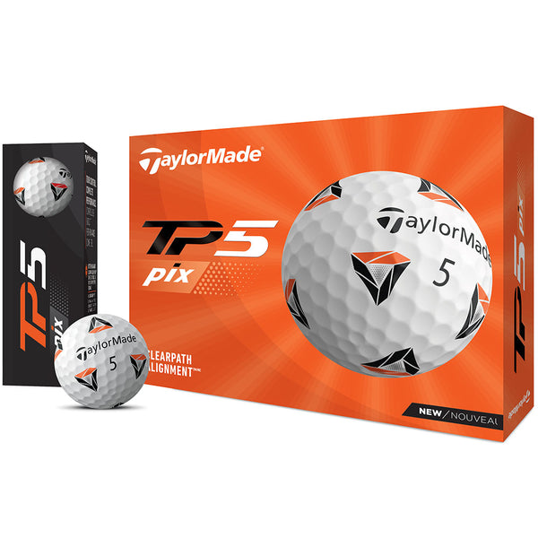 TaylorMade TP5 Pix 2.0 Golf Balls - White - 12 pack