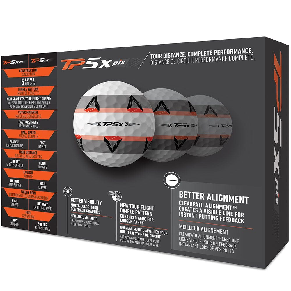 TaylorMade TP5x Pix 2.0 Golf Balls - White | Affordable Golf