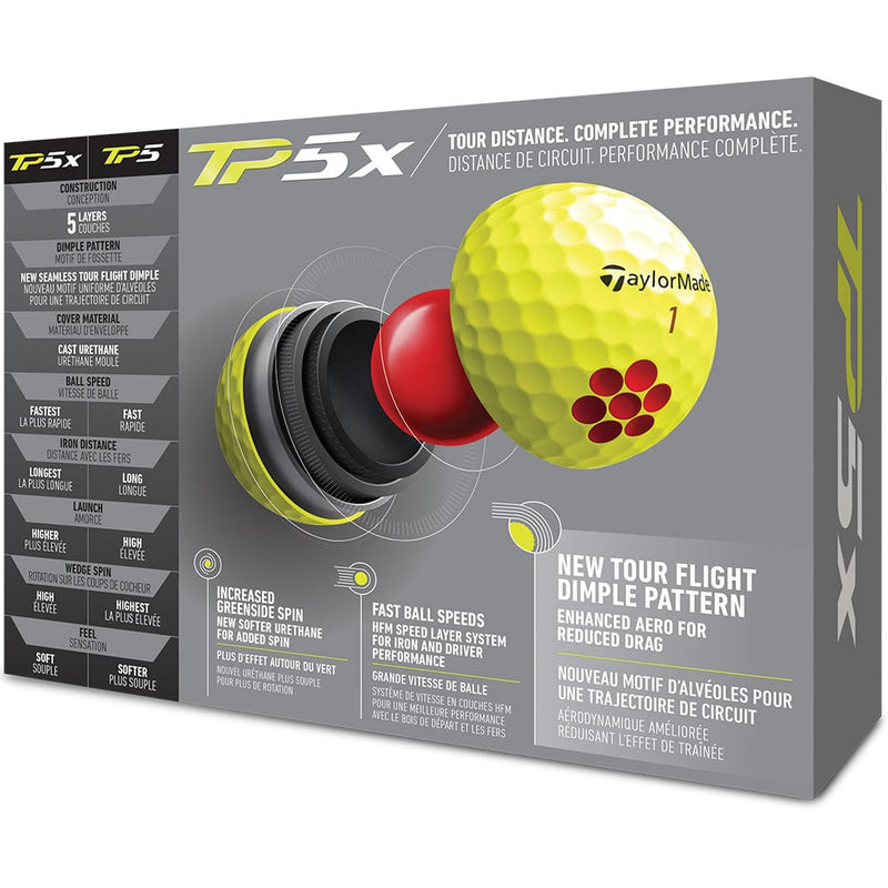 TaylorMade TP5x Golf Balls - Yellow - Double Dozen