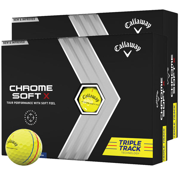 Callaway Chrome Soft X Triple Track Golf Balls - Yellow - Double Dozen