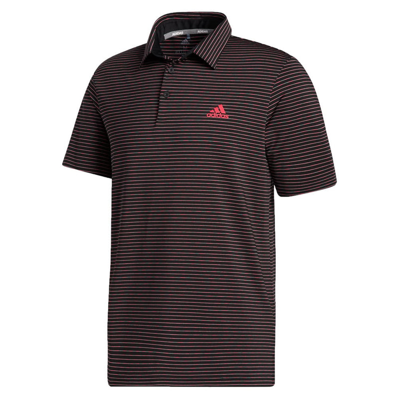 adidas Ultimate365 Space Dye Striped Polo Shirt - Black/Power Pink/Tech Emerald