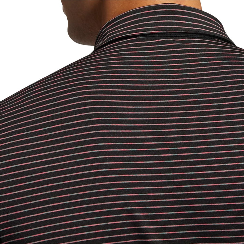 adidas Ultimate365 Space Dye Striped Polo Shirt - Black/Power Pink/Tech Emerald