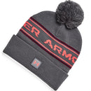 Under Armour Halftime Pom Beanie - Pitch Grey/Dark Maroon
