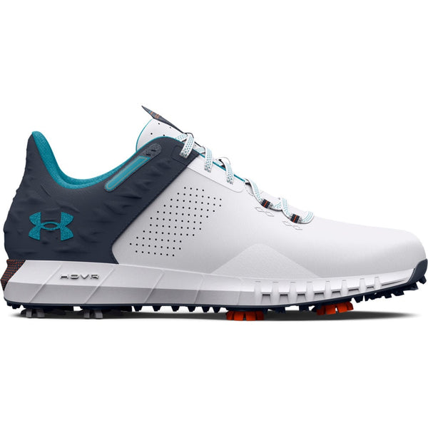 Under Armour HOVR Drive 2 Wide Fit Waterproof Spiked Shoes - White/Downpour Grey/Blue Surf