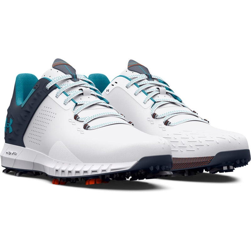 Under Armour HOVR Drive 2 Wide Fit Waterproof Spiked Shoes - White/Downpour Grey/Blue Surf