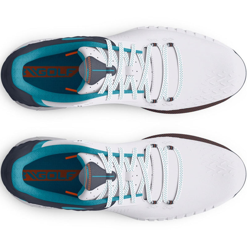 Under Armour HOVR Drive 2 Wide Fit Spiked Waterproof Shoes - White/Downpour Grey/Blue Surf