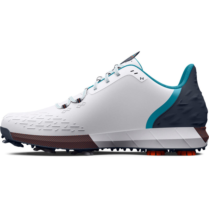 Under Armour HOVR Drive 2 Wide Fit Spiked Waterproof Shoes - White/Downpour Grey/Blue Surf