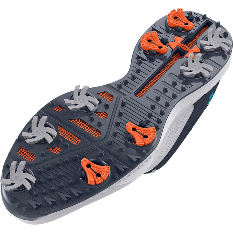 Under Armour HOVR Drive 2 Wide Fit Waterproof Spiked Shoes - White/Downpour Grey/Blue Surf