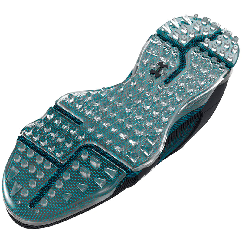 Under Armour HOVR Tour Wide Fit Waterproof Spikeless Shoes - Black/Surf Blue/Metallic Silver