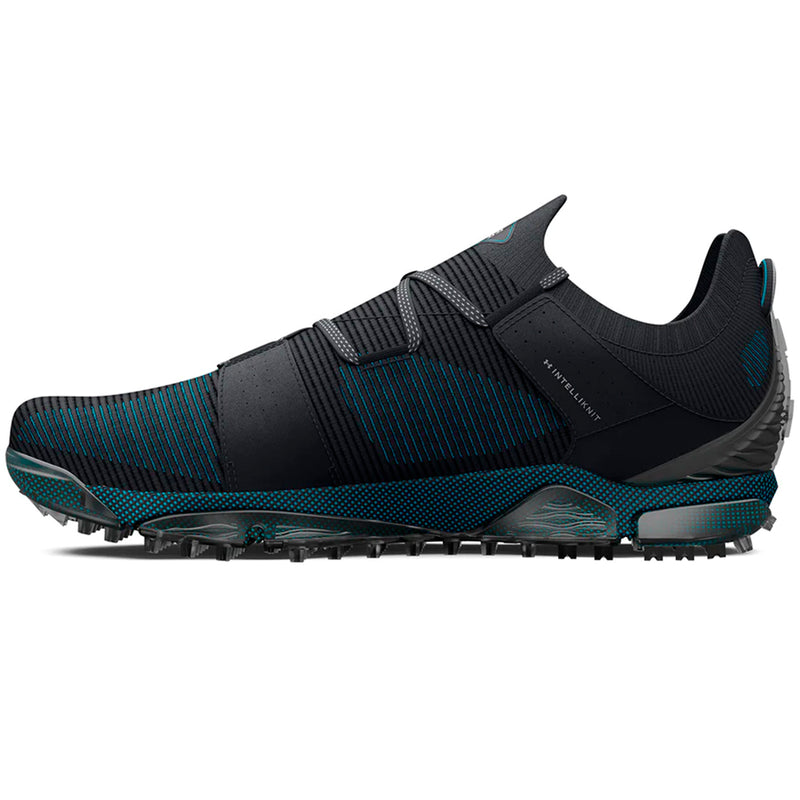 Under Armour HOVR Tour Wide Fit Waterproof Spikeless Shoes - Black/Surf Blue/Metallic Silver