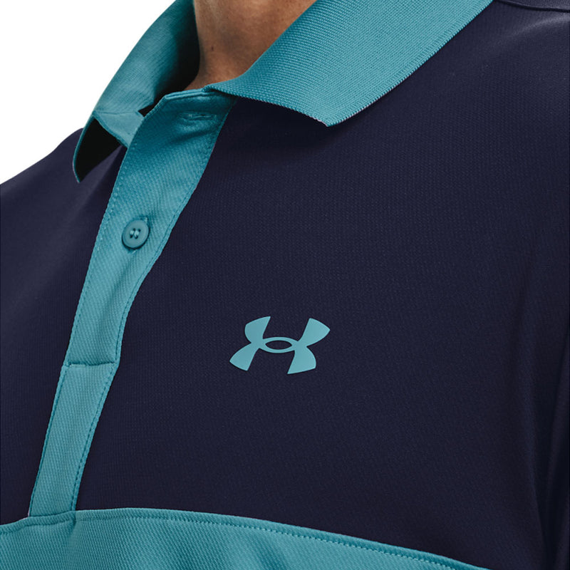 Under Armour Performance 3.0 Colour Block Polo Shirt - Glacier Blue/Midnight Navy