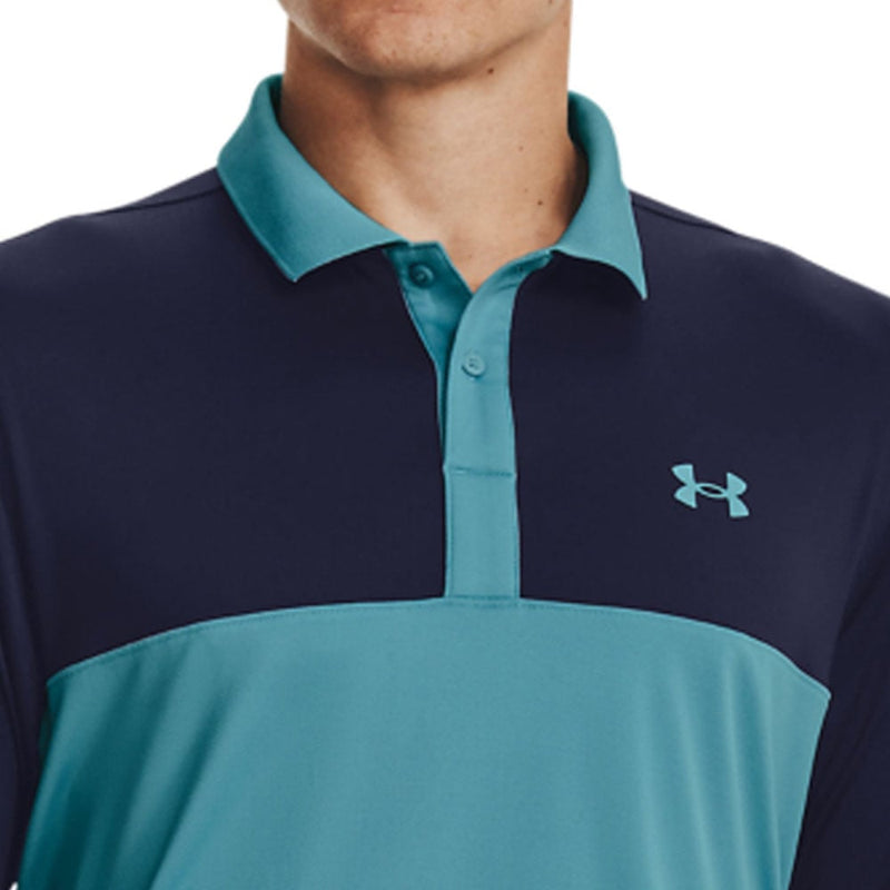 Under Armour Performance 3.0 Colour Block Polo Shirt - Glacier Blue/Midnight Navy