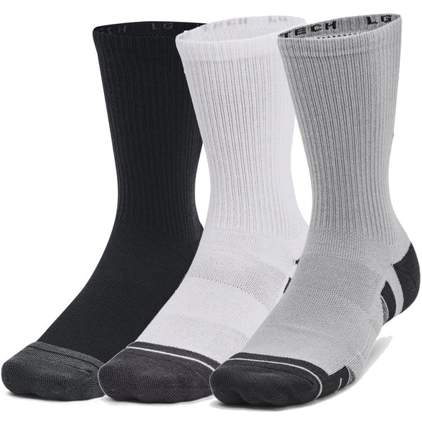 Under Armour Performance Tech Crew Socks (3 Pairs) - Mod Grey/White/Black