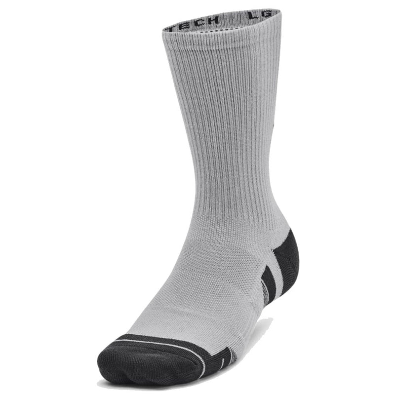 Under Armour Performance Tech Crew Socks (3 Pairs) - Mod Grey/White/Black