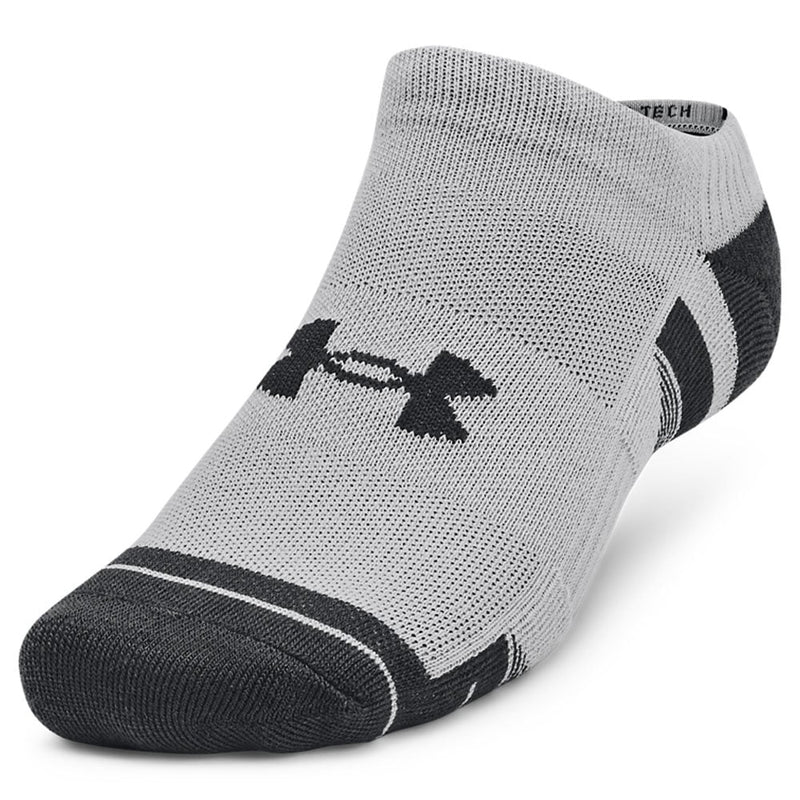 Under Armour Performance Tech No Show Socks (3 Pairs) - Mod Grey/White/Black