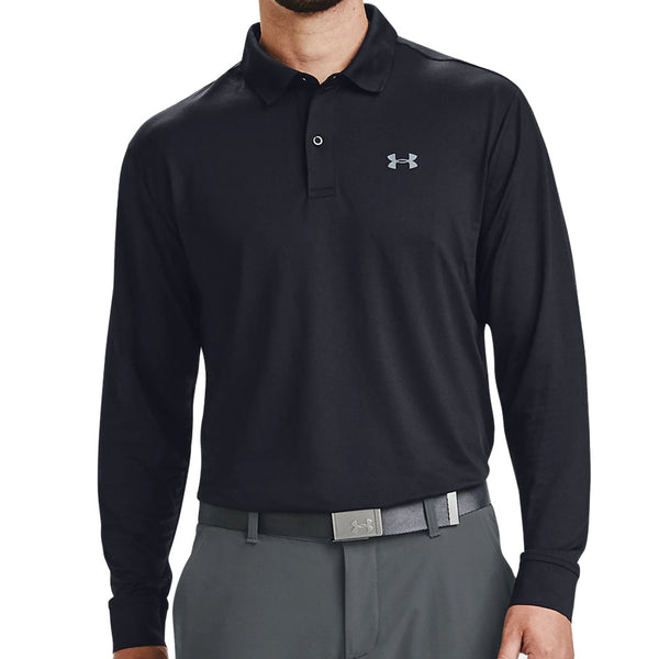 Under Armour Performance Textured Long Sleeve Polo Shirt - Black/Pitch Grey