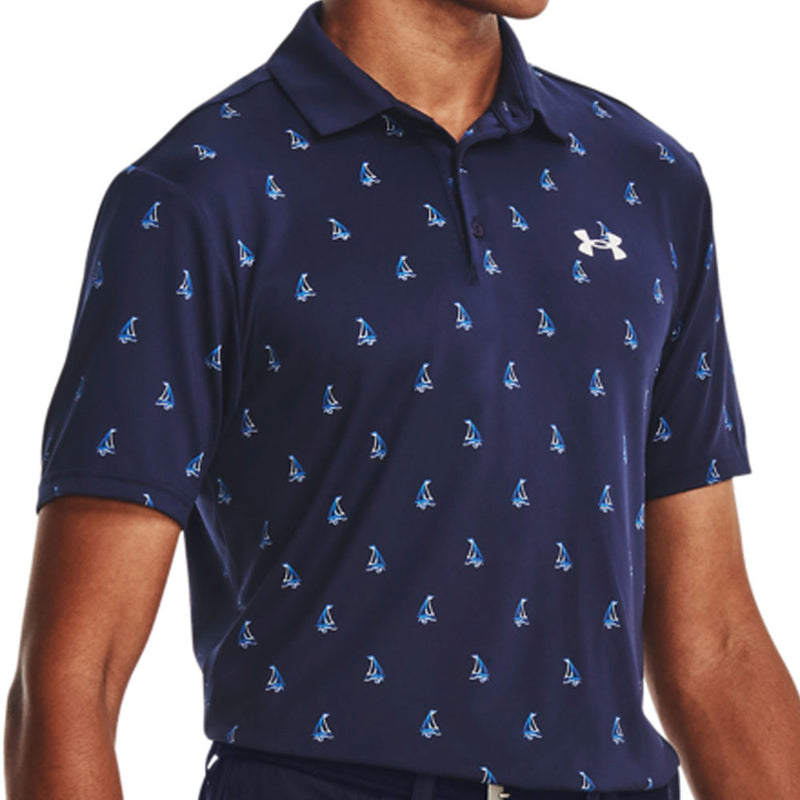 Under Armour Playoff 3.0 Boats Printed Polo Shirt - Midnight Navy/White