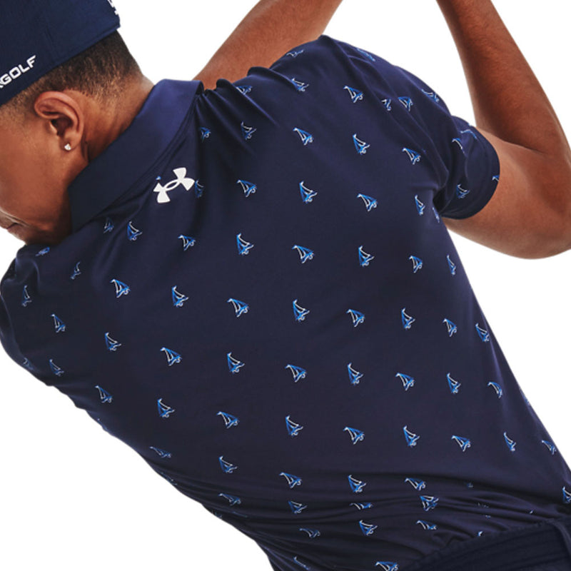 Under Armour Playoff 3.0 Boats Printed Polo Shirt - Midnight Navy/White