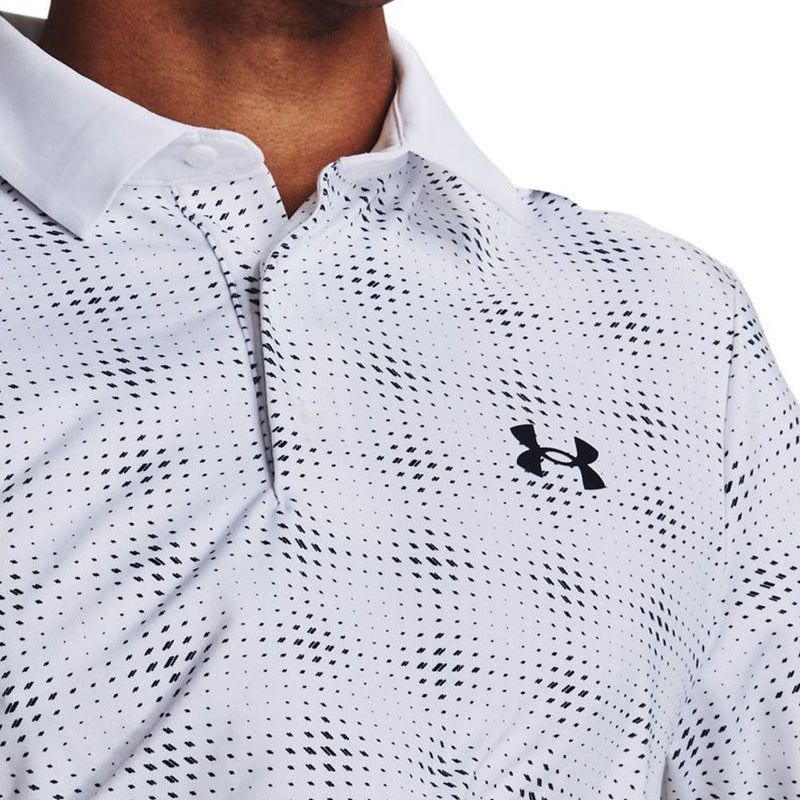 Under Armour Playoff 3.0 Dueces Grid Printed Polo Shirt - White/Midnight Navy