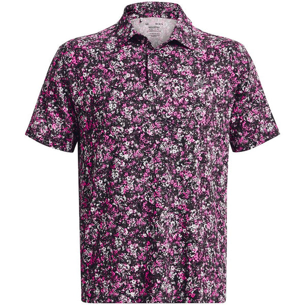 Under Armour Playoff 3.0 Floral Speckle Printed Polo Shirt - Black/Rebel Pink