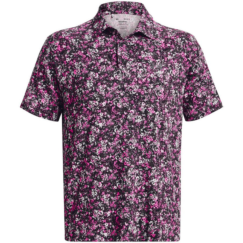 Under Armour Playoff 3.0 Floral Speckle Printed Polo Shirt - Black/Rebel Pink