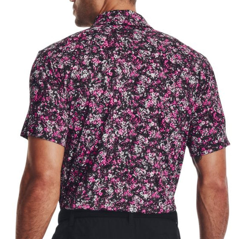 Under Armour Playoff 3.0 Floral Speckle Printed Polo Shirt - Black/Rebel Pink