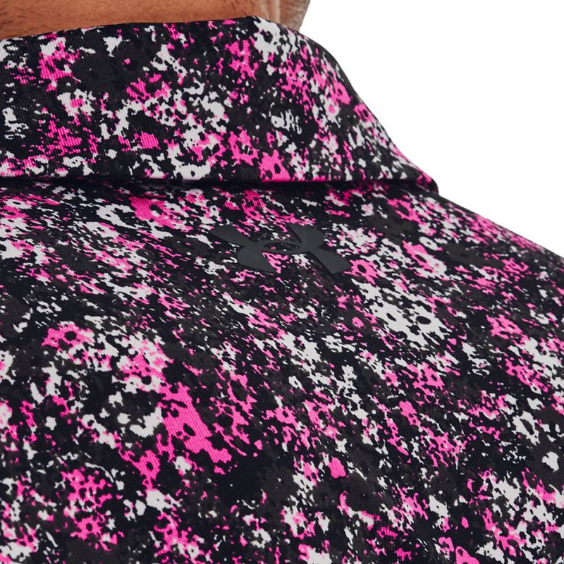 Under Armour Playoff 3.0 Floral Speckle Printed Polo Shirt - Black/Rebel Pink