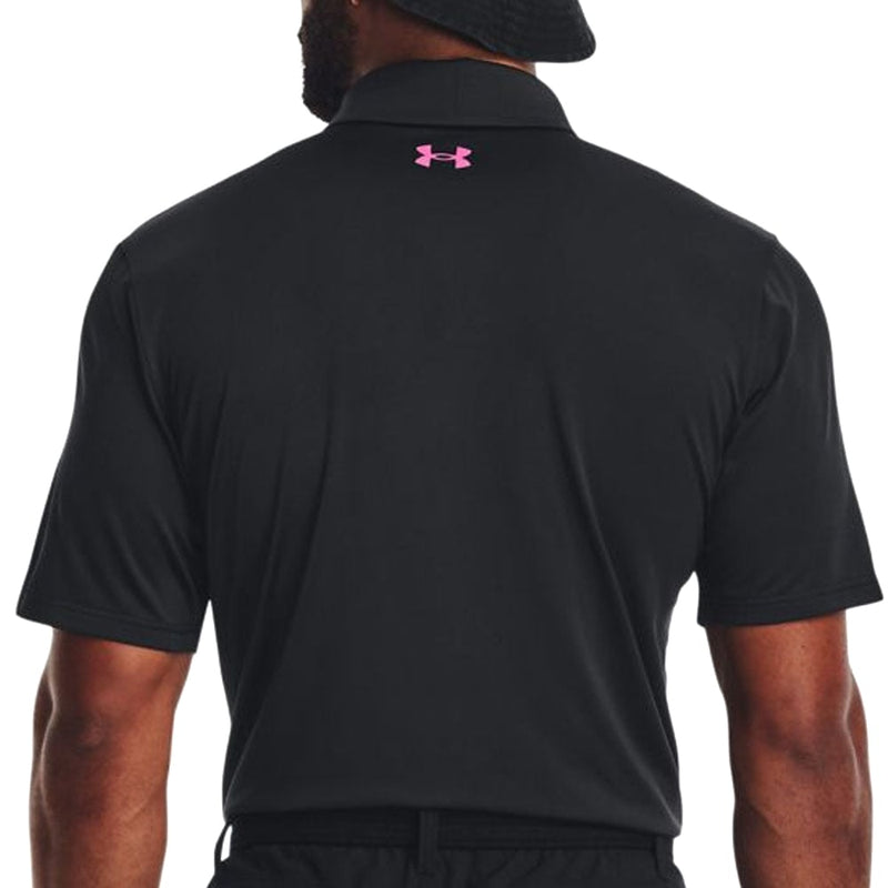 Under Armour Playoff 3.0 Low Round Stripe Polo Shirt - Black/Jet Grey/Rebel Pink