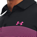 Under Armour Playoff 3.0 Low Round Stripe Polo Shirt - Black/Jet Grey/Rebel Pink